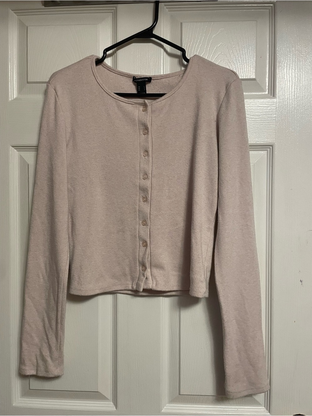 Urban Behavior Soft Light Pink Button-Front Crewneck Cardigan